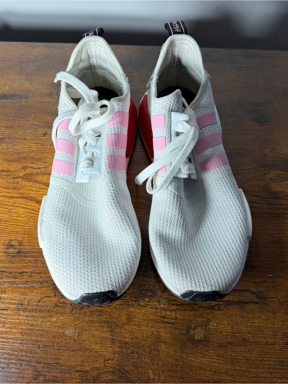 Adidas NMD_R1 White True Pink Hologram Sneakers Women’s Size 10 FZ3777